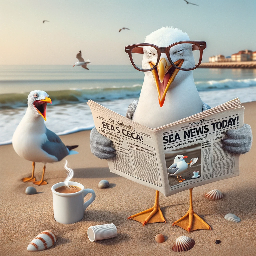 Reading Sea News Today! - Seagull Pun