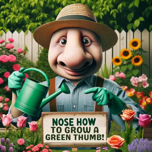 Nose how to grow a green thumb! - Nose Pun