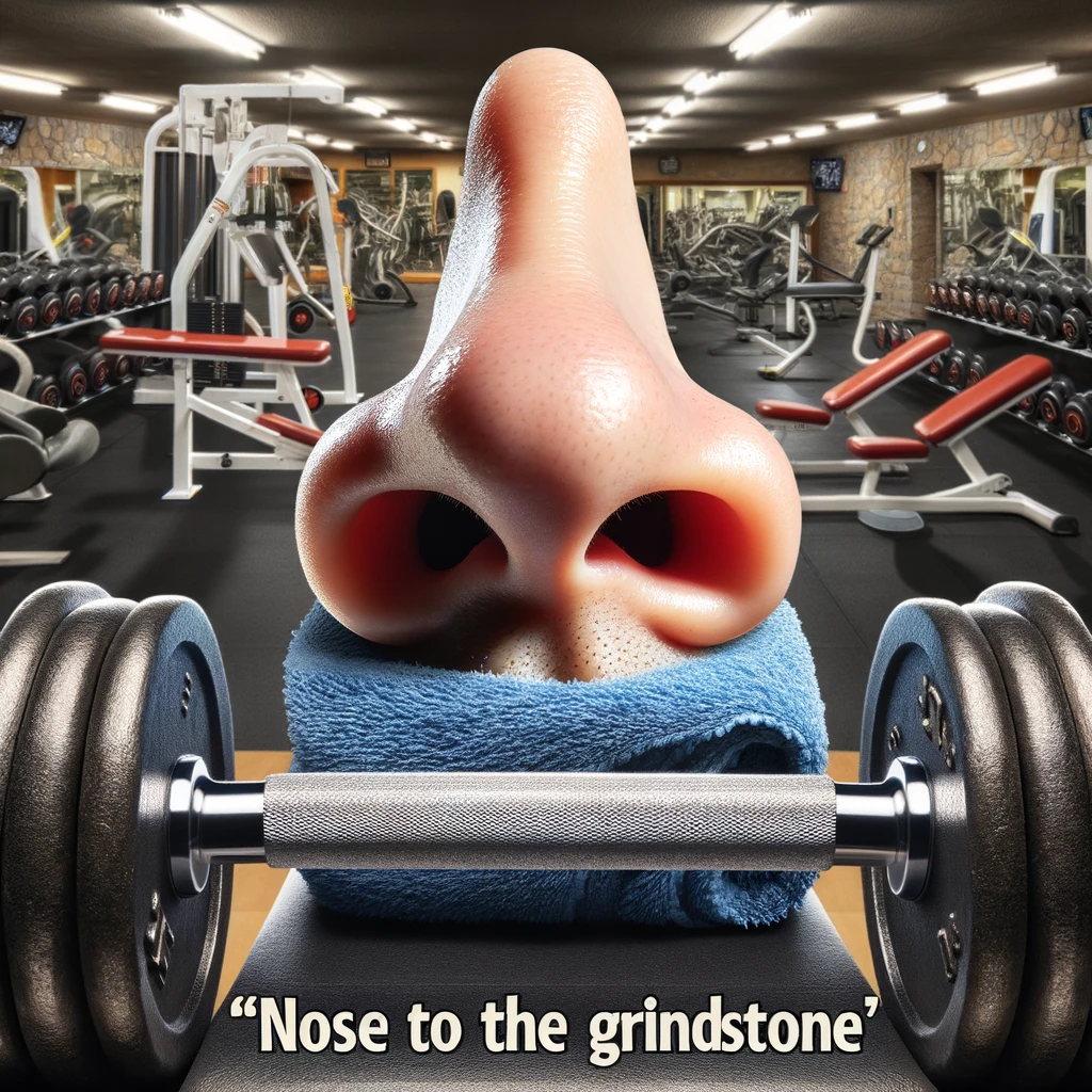 Nose to the grindstone - Nose Pun