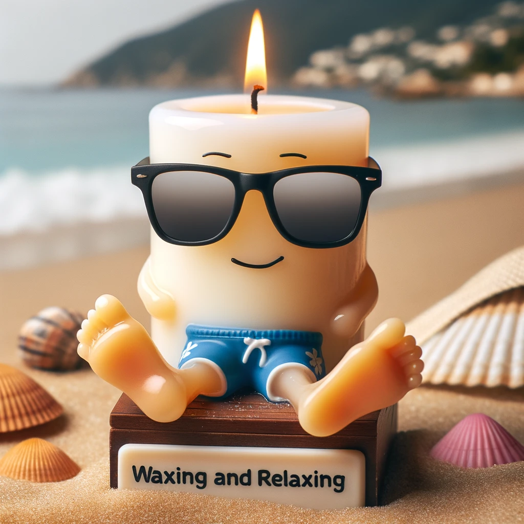 Waxing and relaxing - Candle Pun
