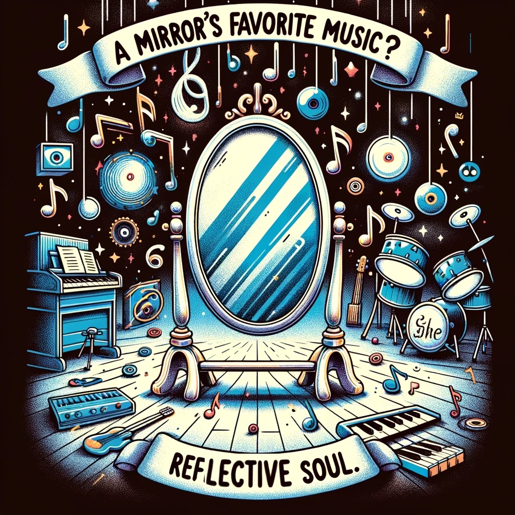 A mirror's favorite music? Reflective soul.- Mirror Pun