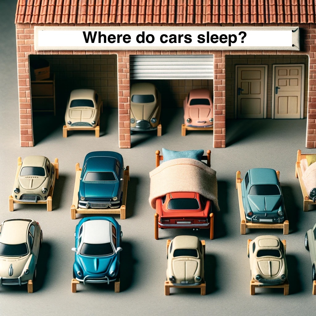 A 'tire'd joke- Where do cars sleep? In their garages!- Tire Pun