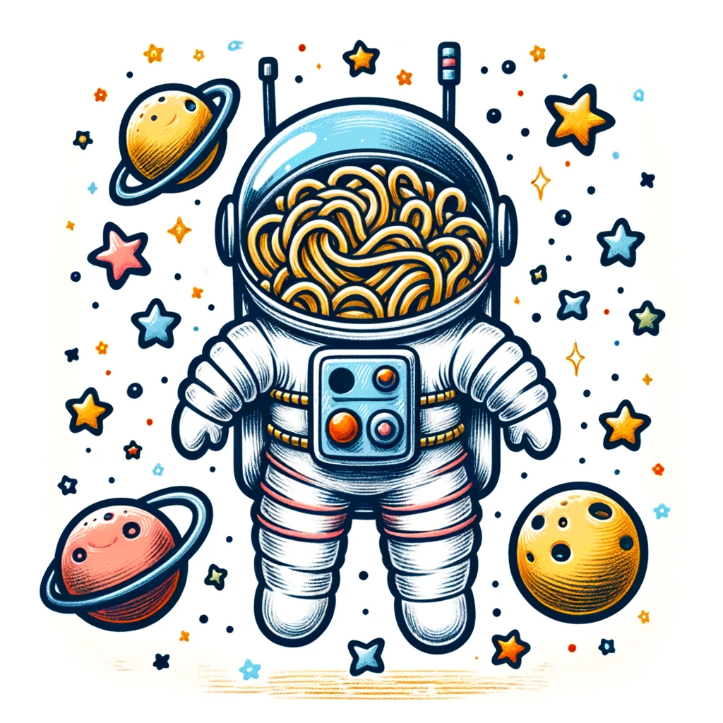 Astronautle- One small step for pasta, one giant leap for noodlekind!- Noodle Pun
