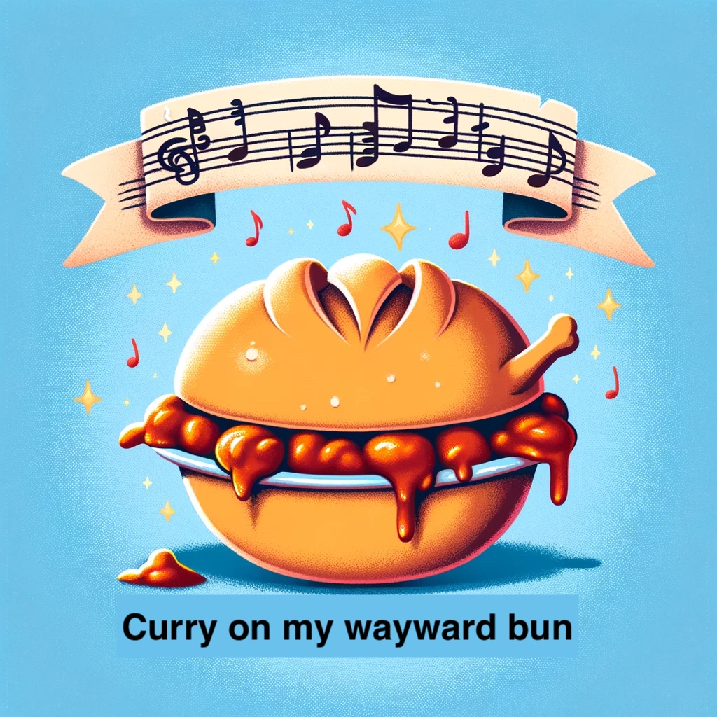 Curry on my wayward bun- Curry Pun