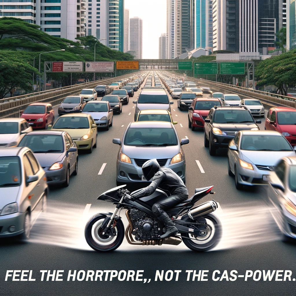 Feel the horsepower, not the car-se power.- Motorcycle Pun