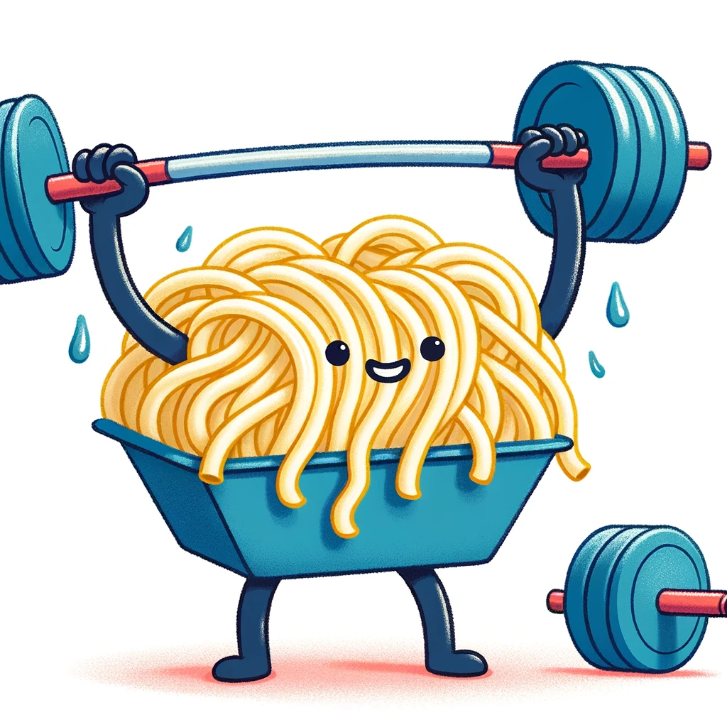Flexing my noodles at the gym!- Noodle Pun