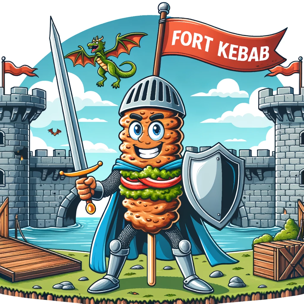 Fort Kebab - Where skewers stand guard - Kebab Pun