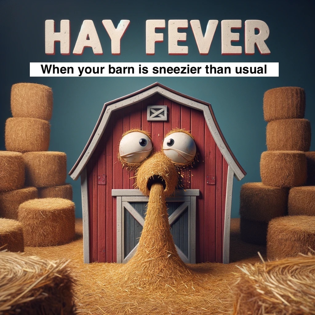 Hay fever- When your barn is sneezier than usual.- Hay Pun