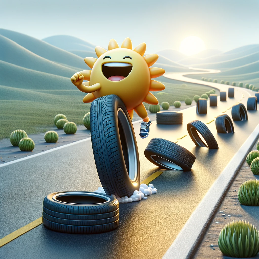 In a world full of flats, be a tire that keeps rolling.- Tire Pun