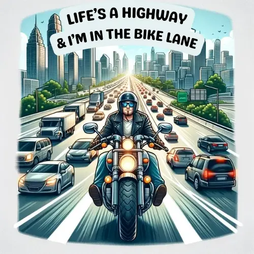 Life's a highway, and I'm in the bike lane.- Motorcycle Pun