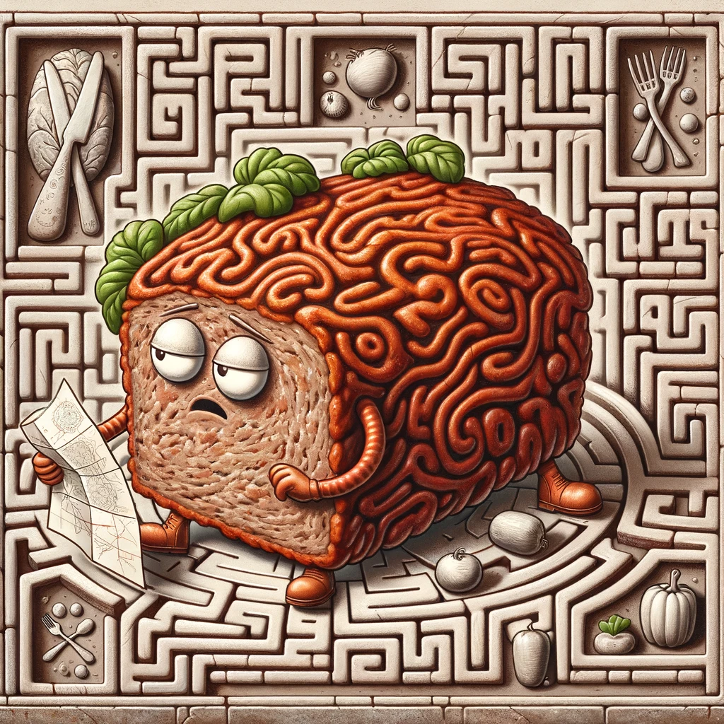 Meatloaf Conquers the Labyrinth Maze- Meatloaf Pun