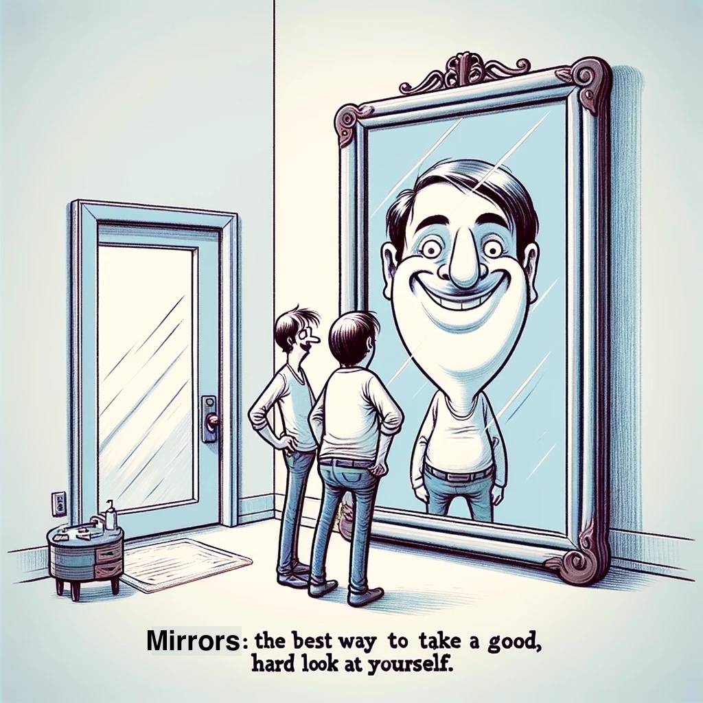 Mirrors- the best way to take a good, hard look at yourself.- Mirror Pun