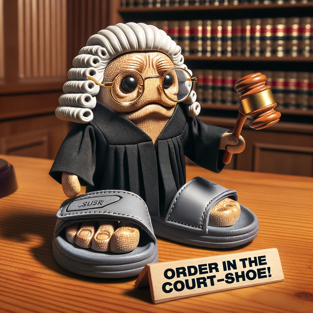 Order in the court-shoe! - Shoe Pun