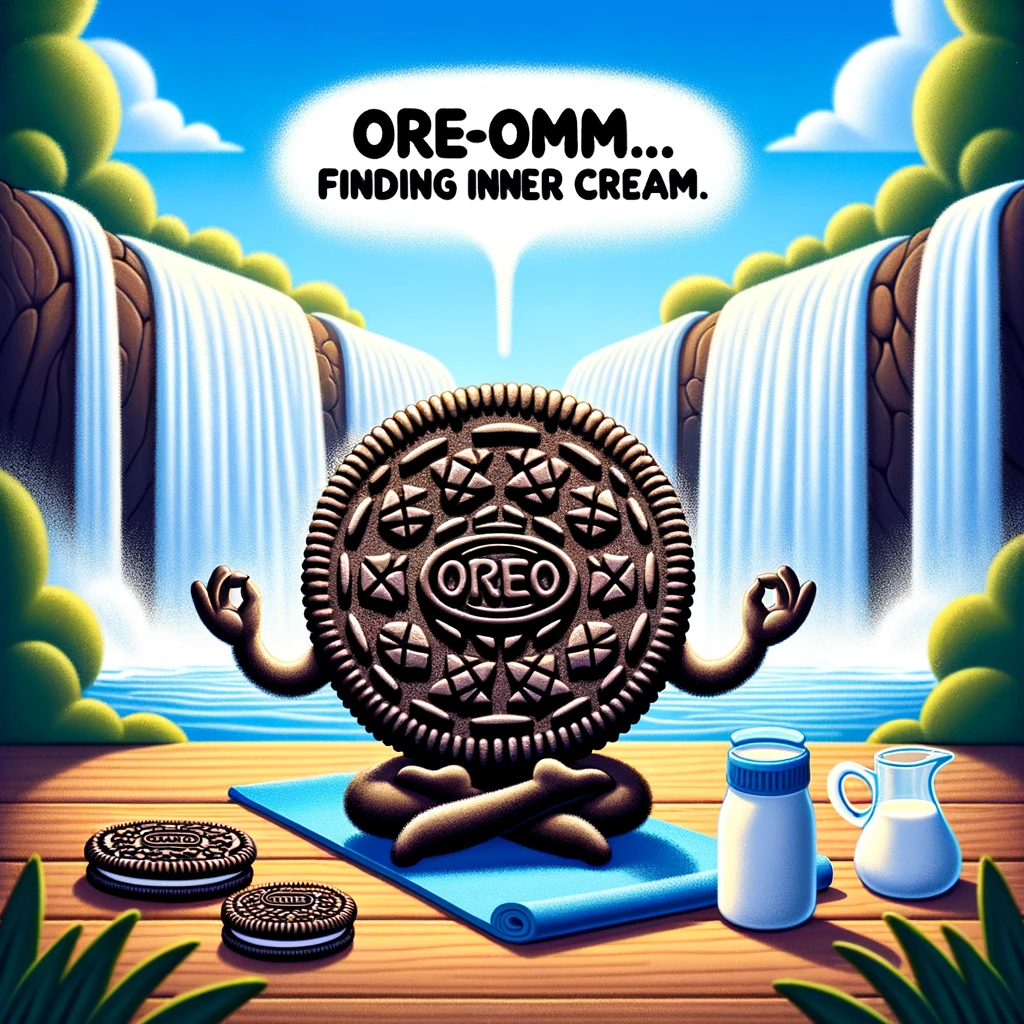 Ore-OMM... Finding inner cream. - Oreo Pun