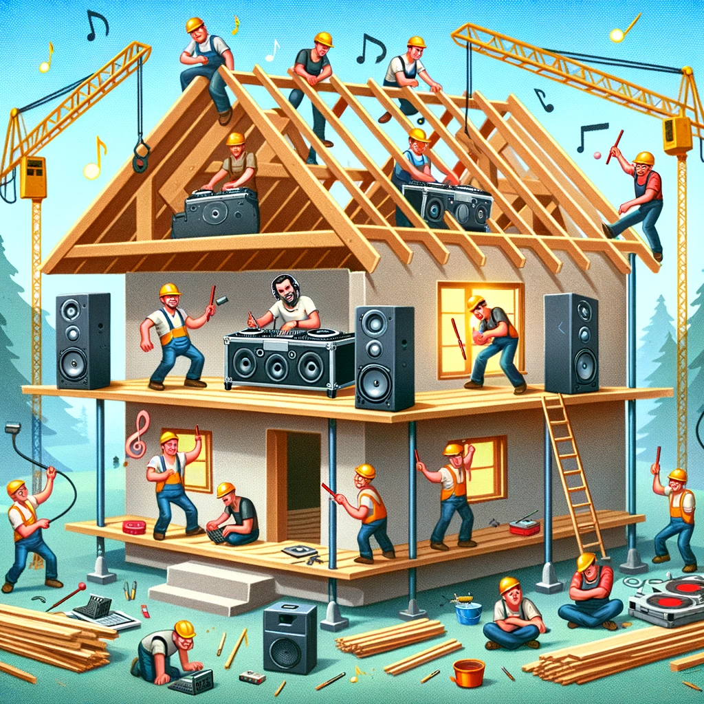 Raising the Roof with banger music- Roofing Pun