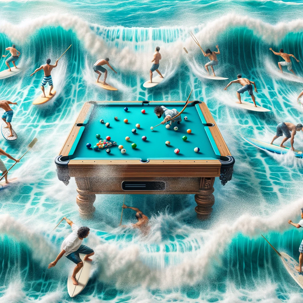 Riding the waves at the pool table- Pool Table Pun