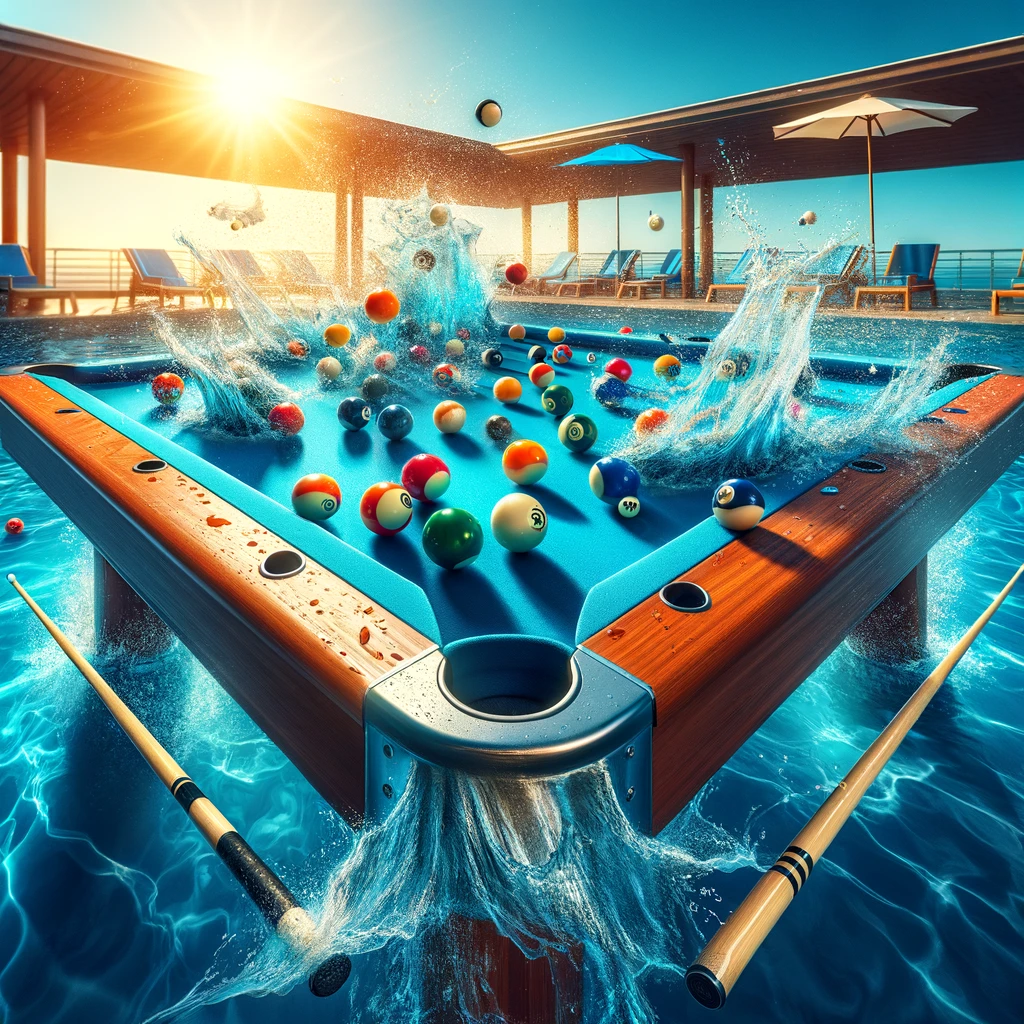 Splash shots at the pool table.- Pool Table Pun
