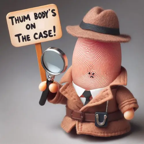 Thumbody's on the case! - Thumb Pun