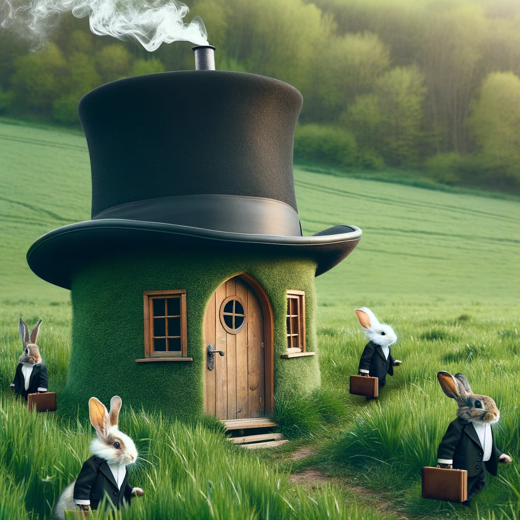 Where 'top-hat' real estate meets 'hare-raising' neighbors! - Hat Pun