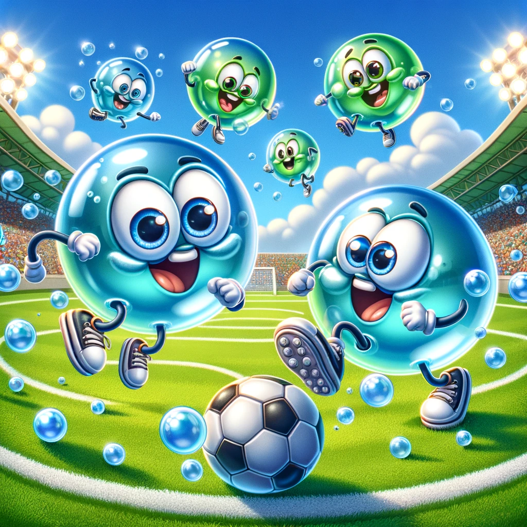 A bubble's favorite sport is Bubble Soccer, where they never stop popping around. - Bubble Pun