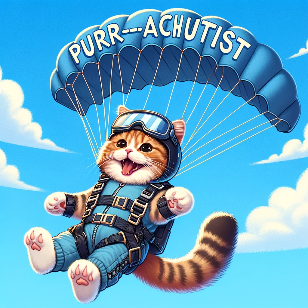 A cat who loves skydiving is a purr-achutist.- Skydiving Pun