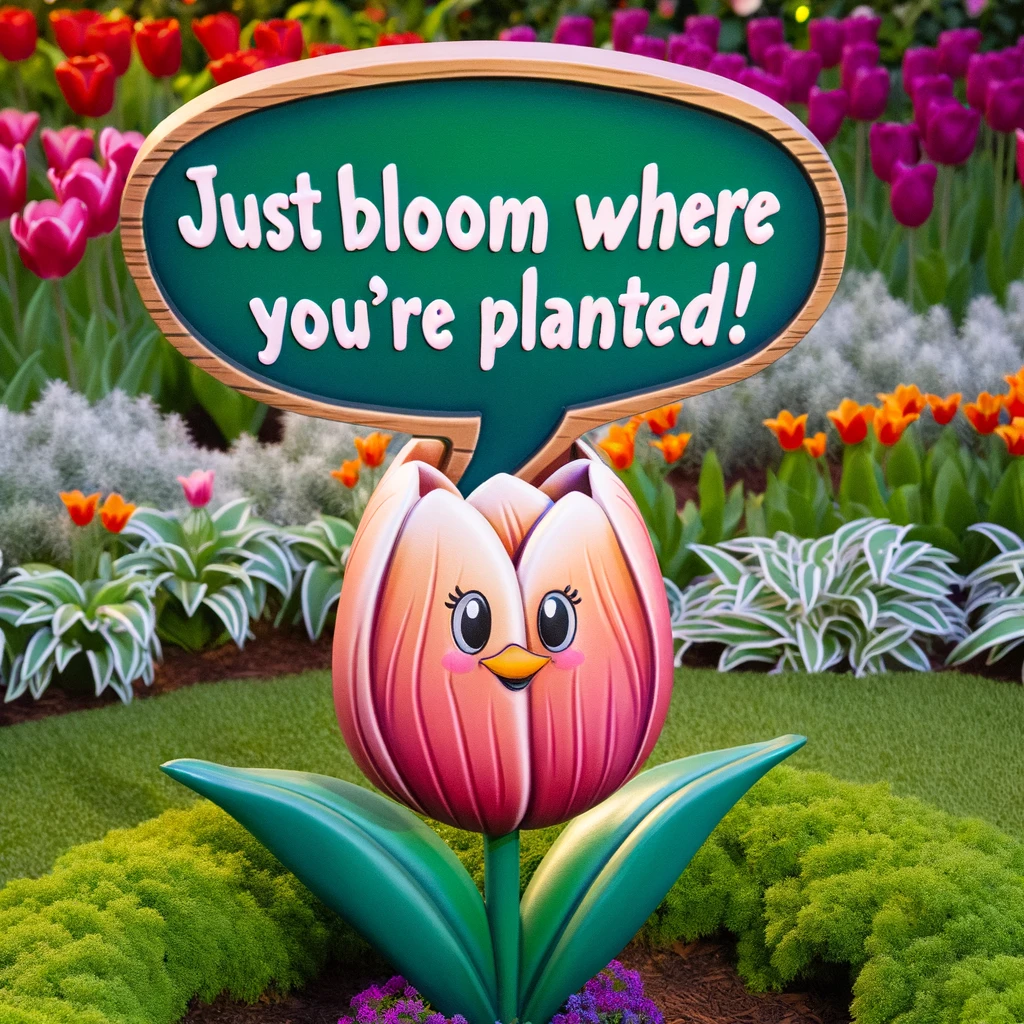 Asked a tulip for advice, it said, Just bloom where you're planted!- Tulip Pun