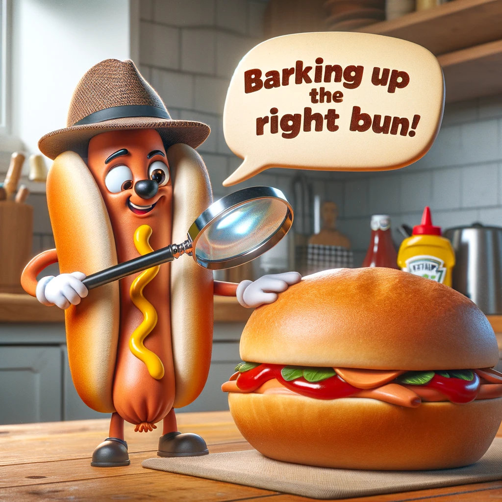 Barking up the right bun! - Hot Dog Pun
