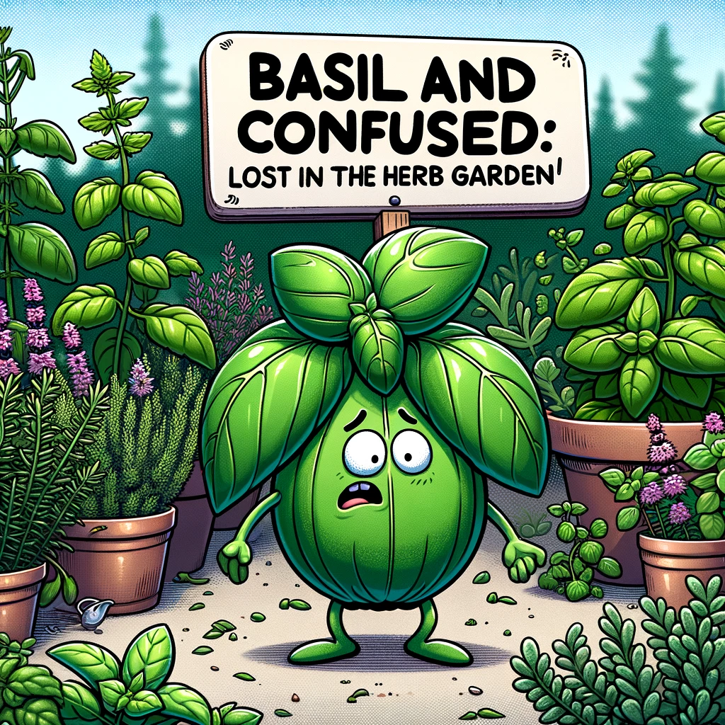 Basil and Confused- Lost in the Herb Garden.- Basil Pun