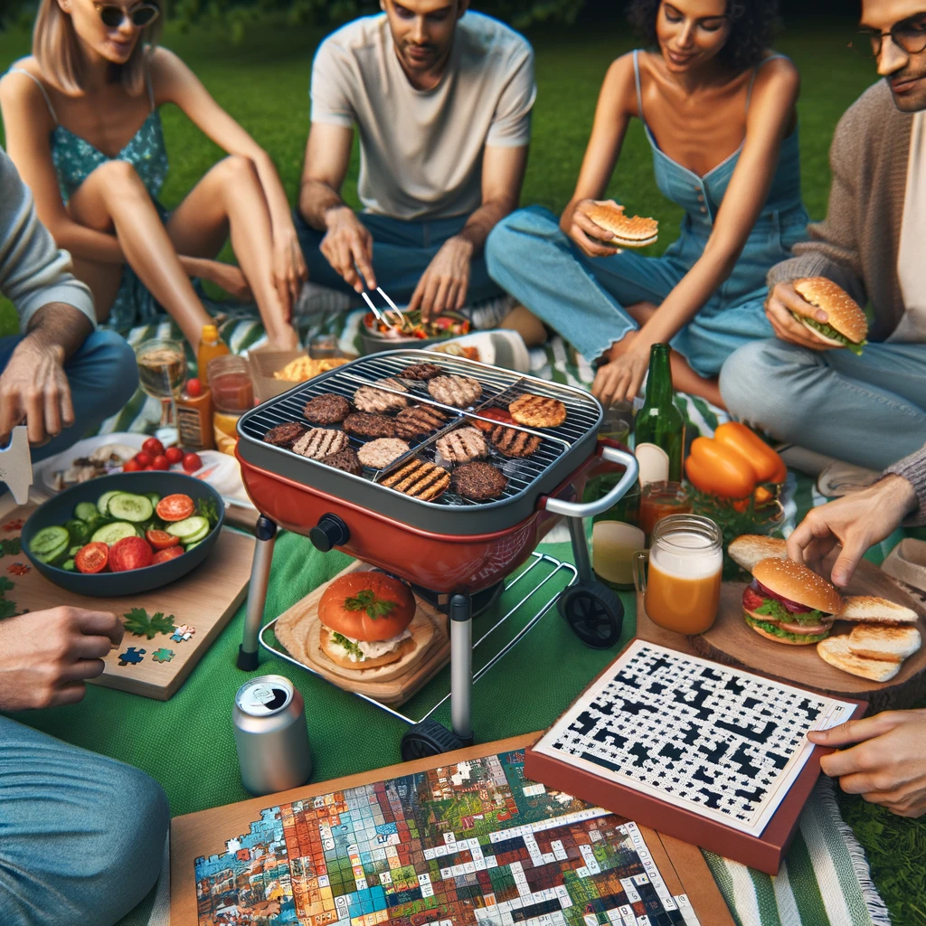 Grill and Chill- The sizzle of a picnic puzzle.- Picnic Pun