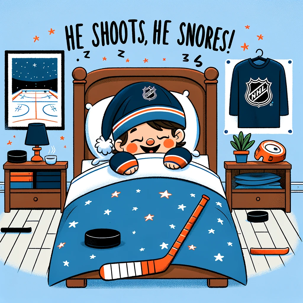 He shoots, he snores! - Hockey Pun