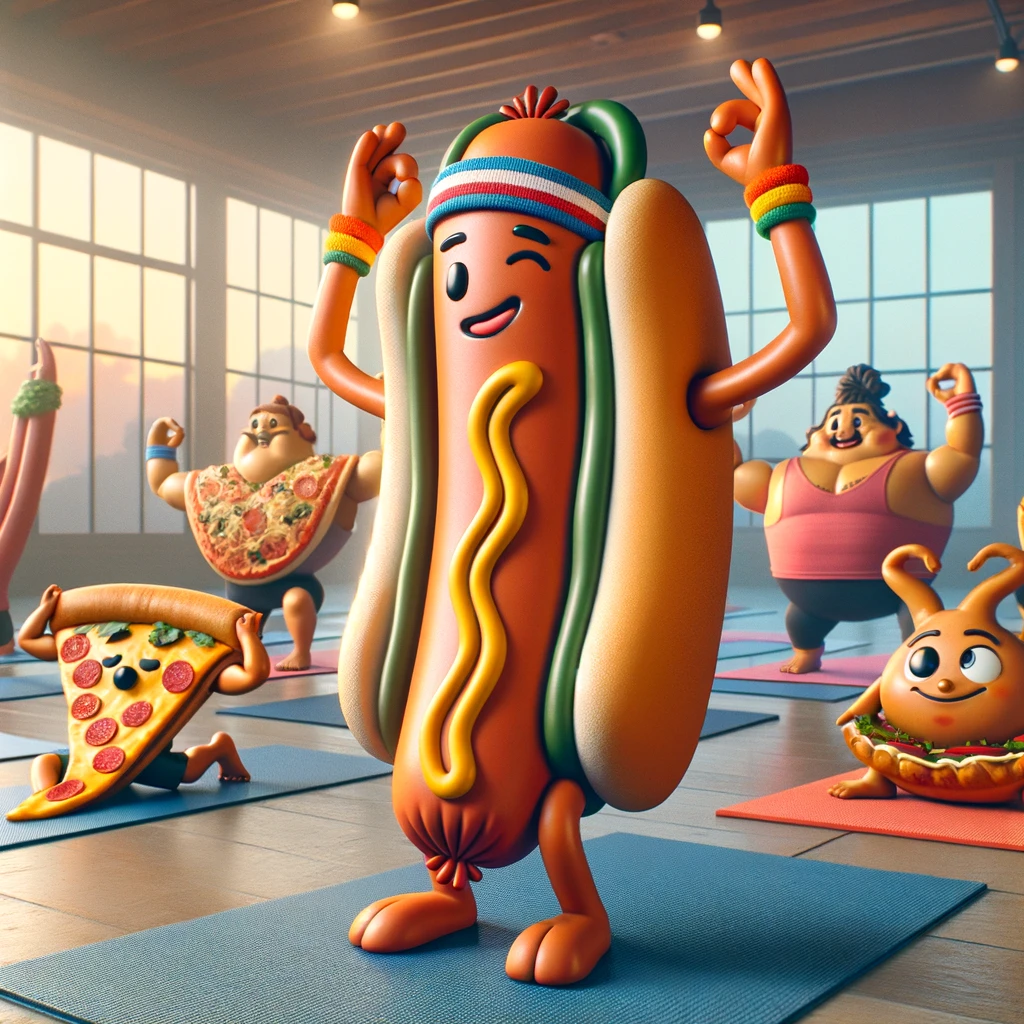 Hot dog yoga? That's a stretch - Hot Dog Pun