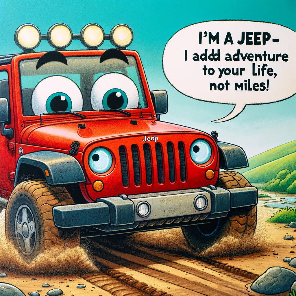 I'm a jeep - I add adventure to your life, not miles. - Jeep Pun