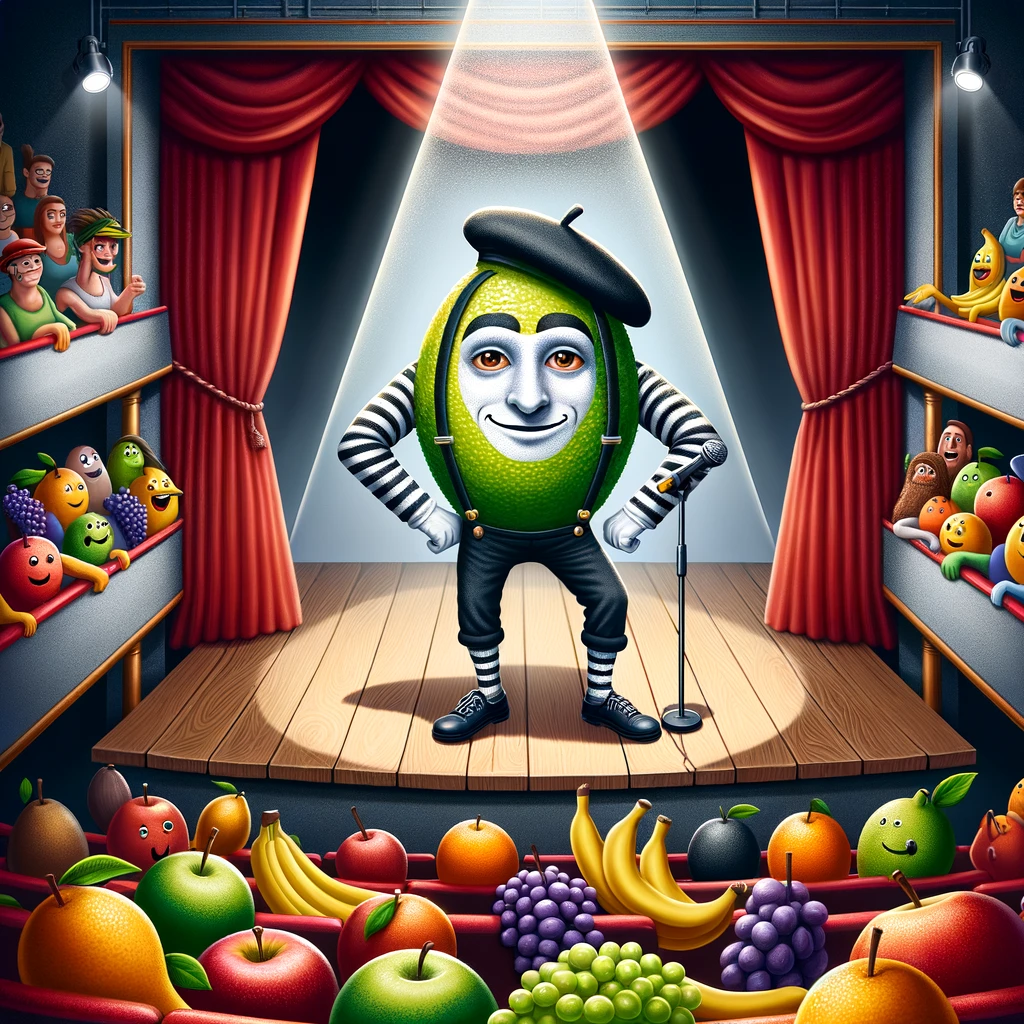 In the theater of fruits, the lime always wants to mime. - Lime Pun