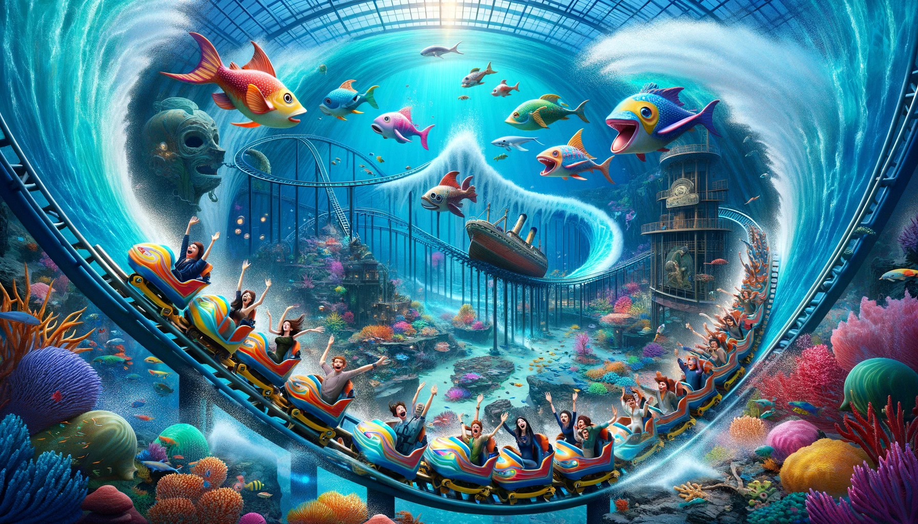 In the underwater amusement park, the roller coaster is a real wave of excitement. - Roller Coaster Pun