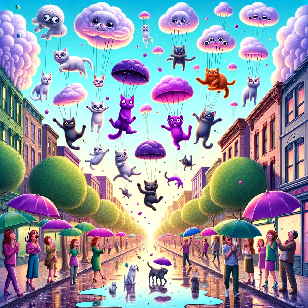 It’s raining cats and purple dogs today. - Purple Pun