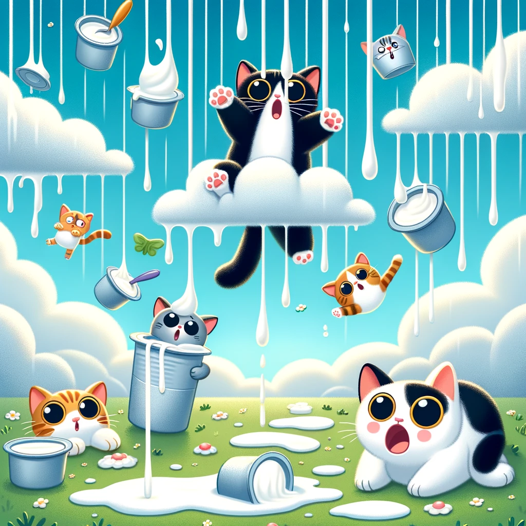 It’s raining cats and yogurts- Yogurt Pun
