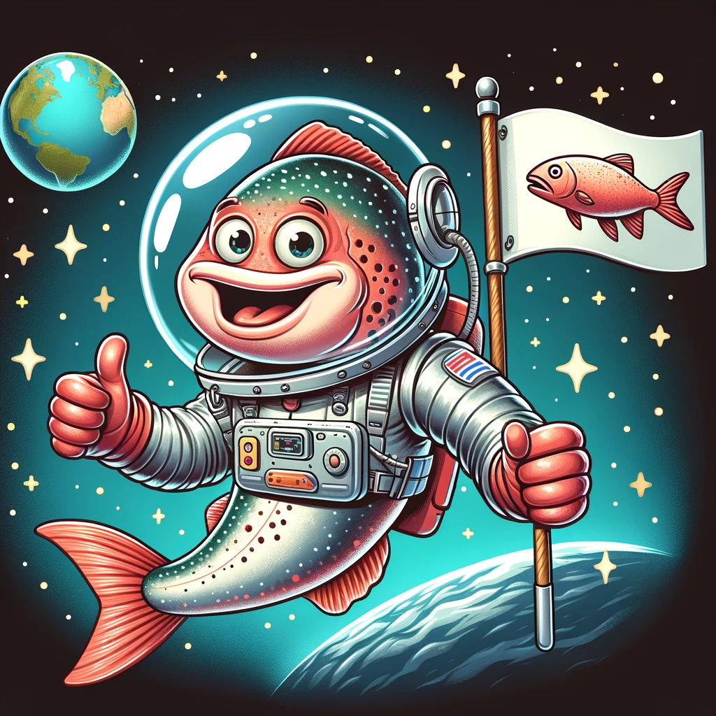 My salmon went to a space academy; now it's an astro-fish. - punny image - Salmon Pun