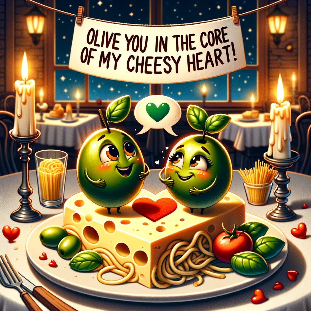Olive you to the core of my cheesy heart! - Olive Pun
