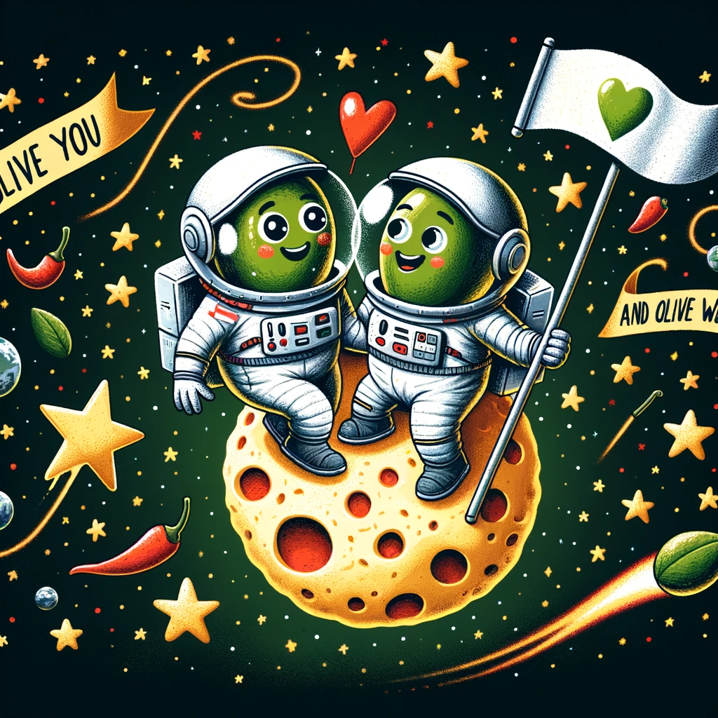 Olive you to the moon and olive the way back! - Olive Pun