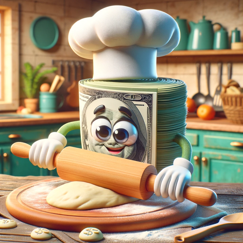 Rolling in the dough.- Pastry Pun