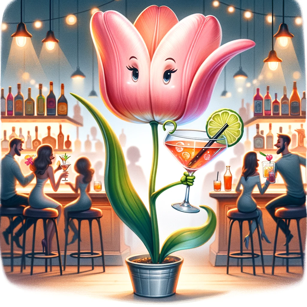 Sipping in Style- This tulip raises the 'bar' on floral fun!- Tulip Pun
