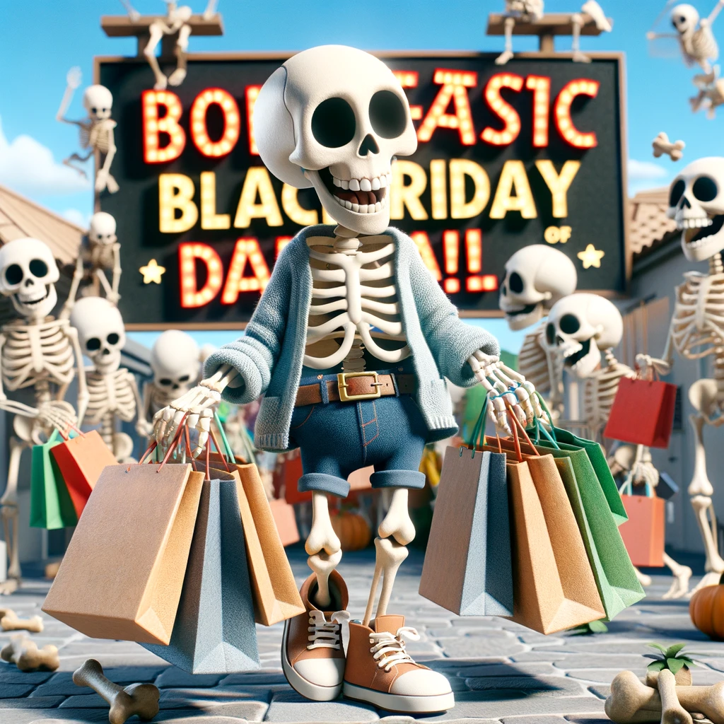 Skeletons love Black Friday for those bone-tastic deals. - Black Friday Pun