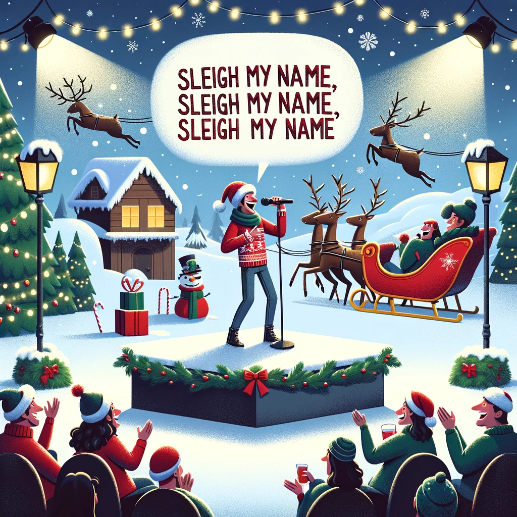 Sleigh my name, sleigh my name.- Christmas Pun