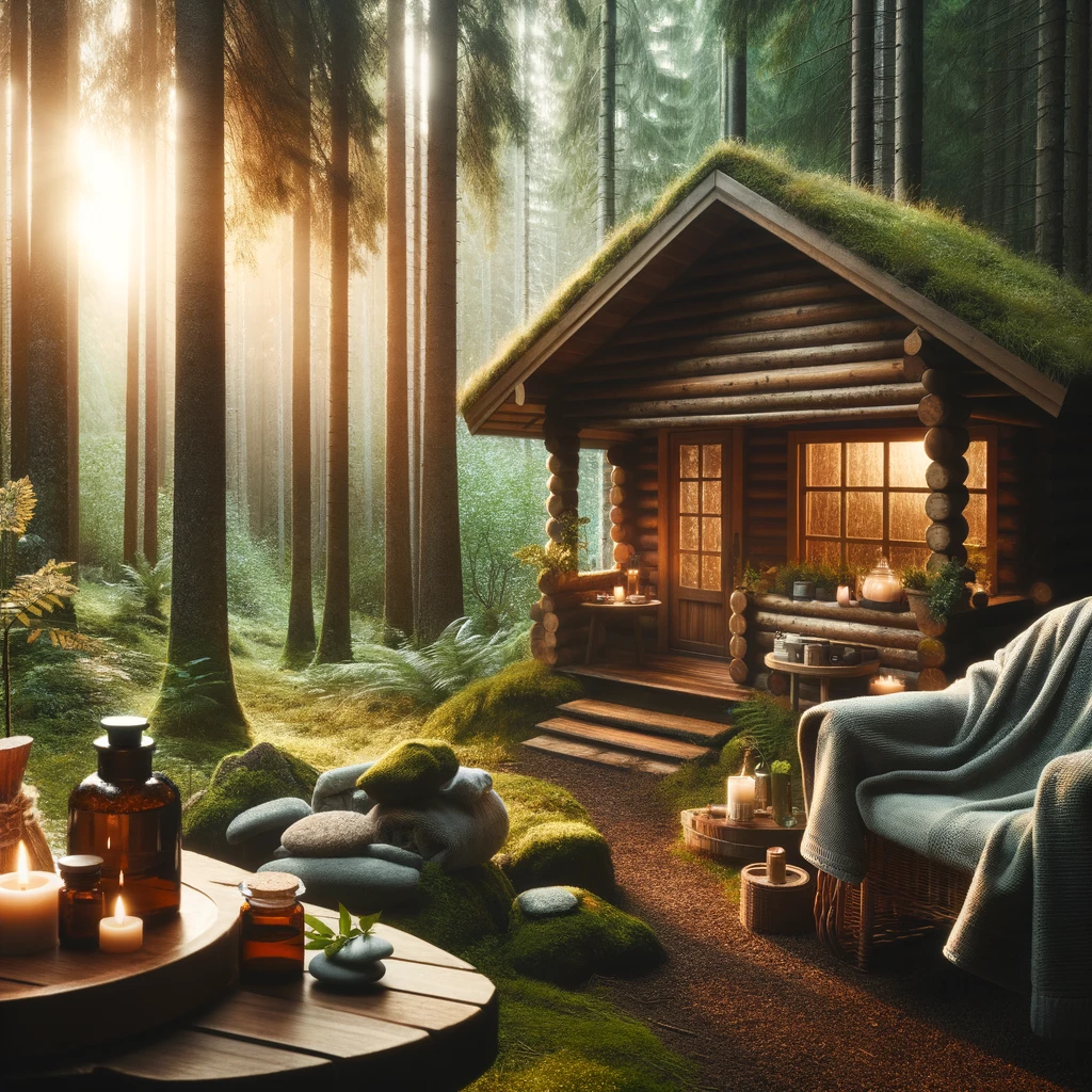 Spa-lendid Solitude- A Hermit's Retreat- Spa Pun