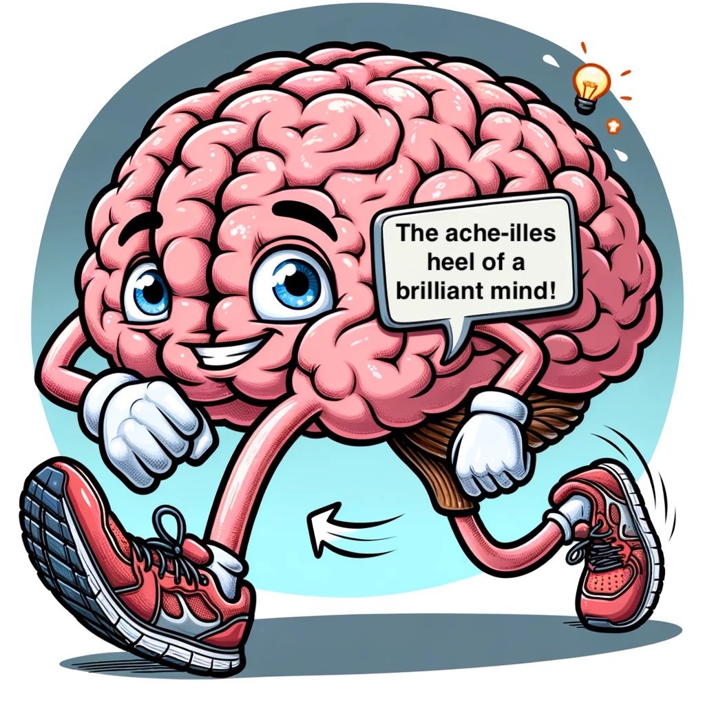 The ache-illes heel of a brilliant mind!- Headache Pun
