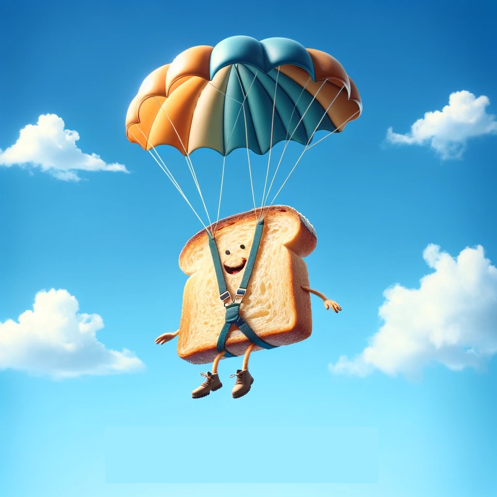 The bread went skydiving for a taste of the upper crust- Skydiving Pun