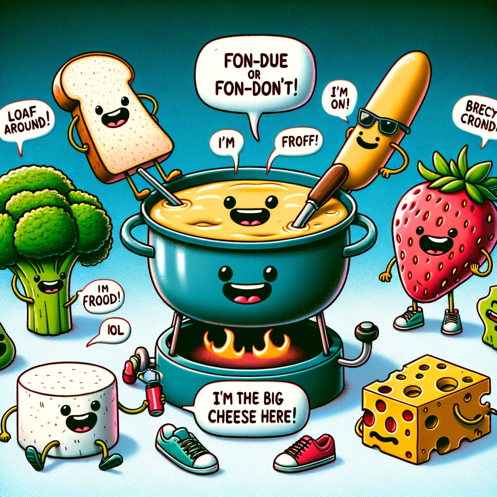 The fondue pot always gets invited to parties because it can melt hearts. - Fondue Pun