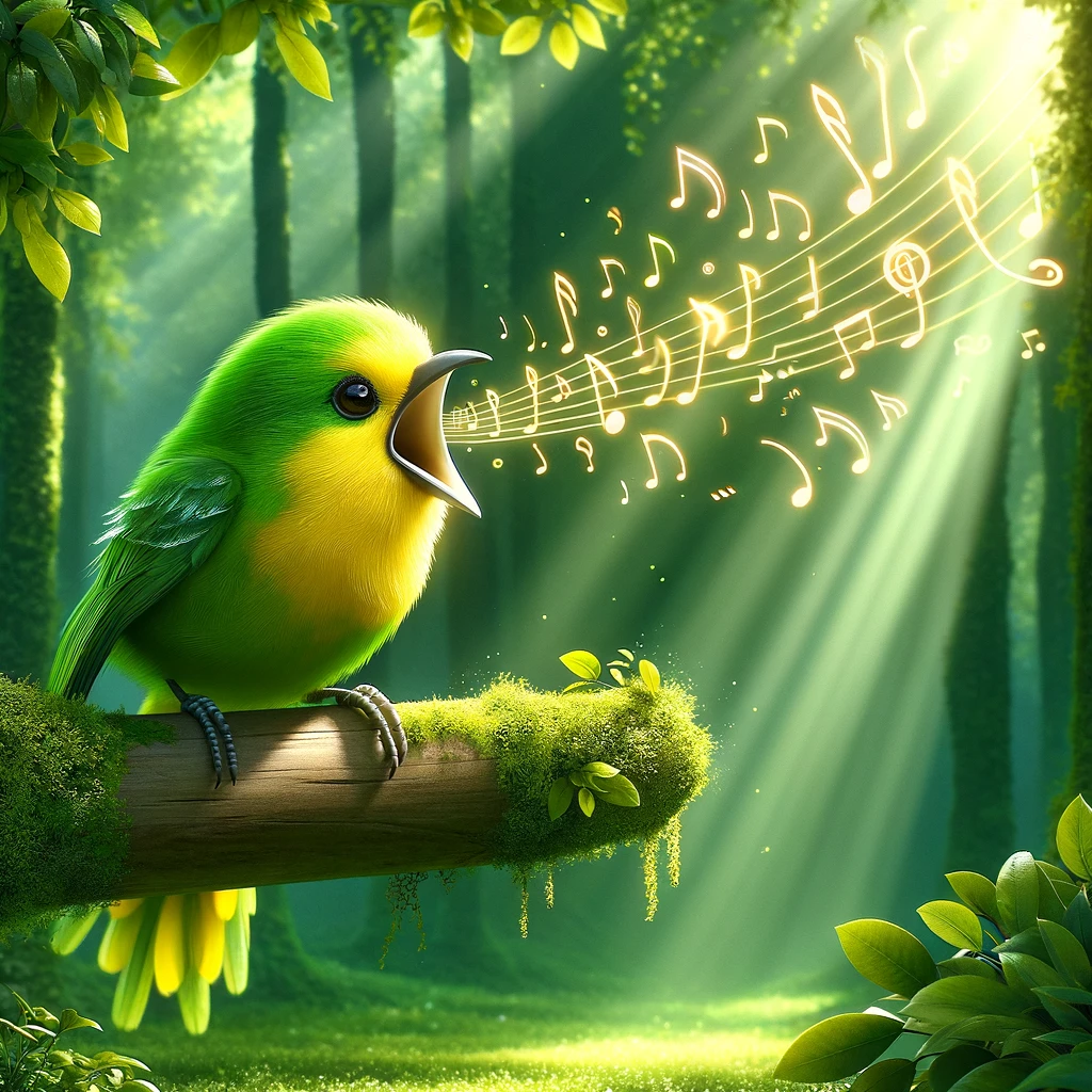 The lime-colored bird sang a sweet chime-like melody - Lime Pun