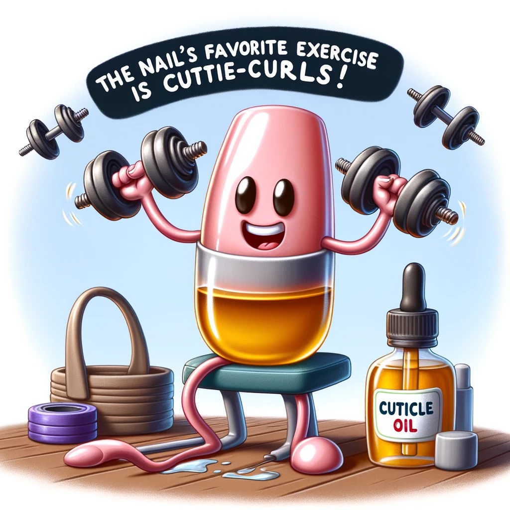 The nail's favorite exercise is cuti-curls!- Makeup Pun