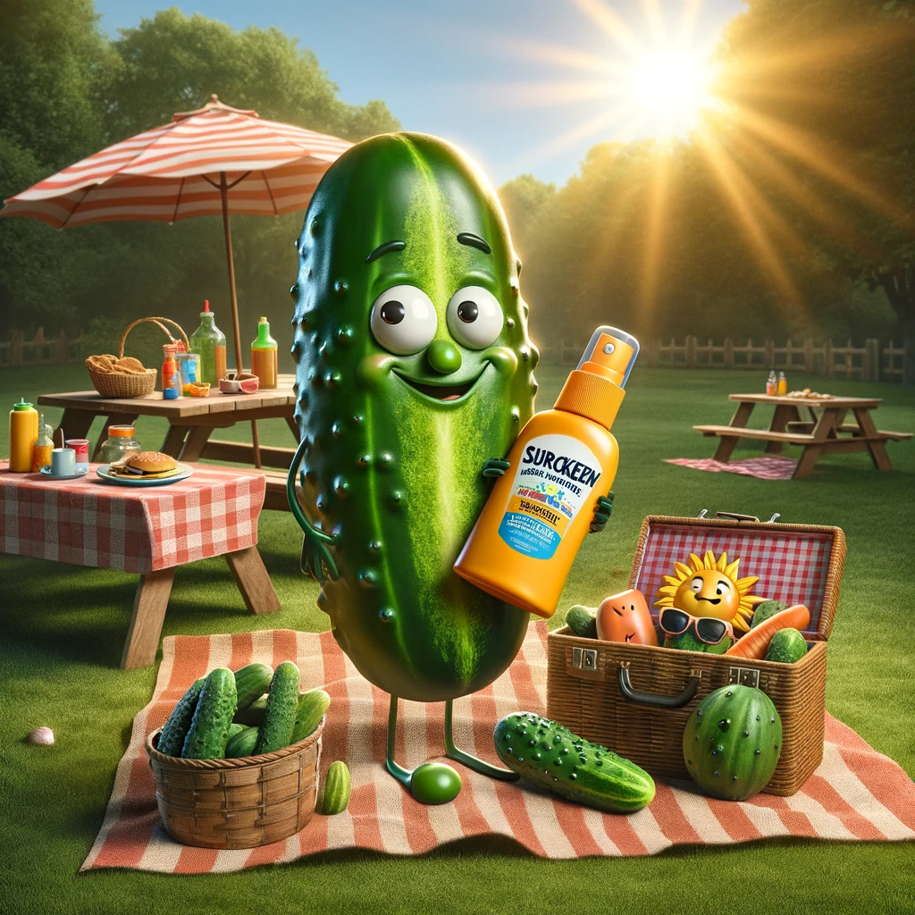 The pickle brought sunscreen to the picnic because it didn't want to turn into a sour-cumber- Picnic Pun